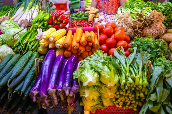 produce stand in a grocery store