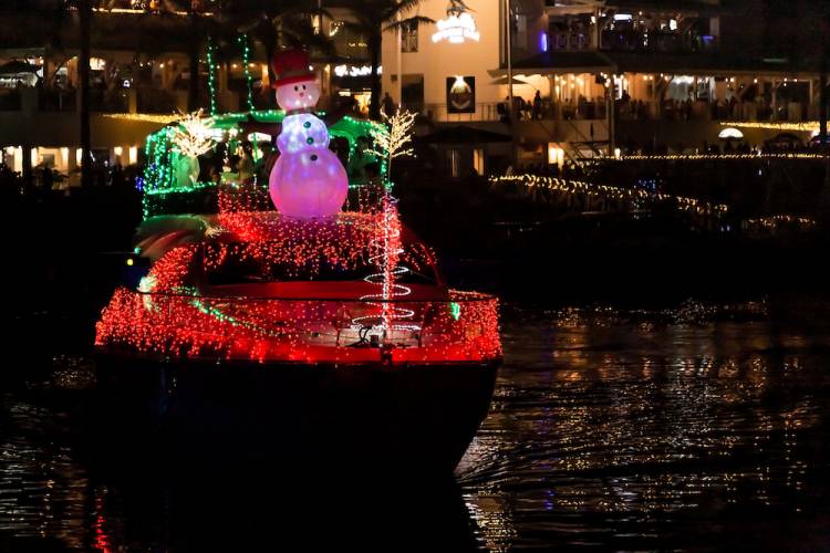 christmas decorations on a boat
