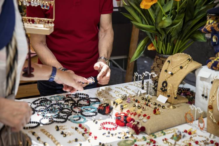 jewelry booth at a craft market