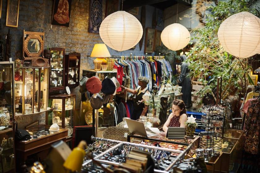 inside view of a thrift shop